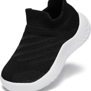 Kids Black Knit Slip-On Sneakers